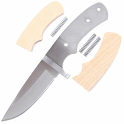 *Drop Point Hunter - Full Tang - DIY Blade Kit W/Curly Maple Scales (pre-machined)