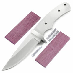 *Drop Point Hunter - Full Tang - DIY Blade Kit W/Purpleheart Scales