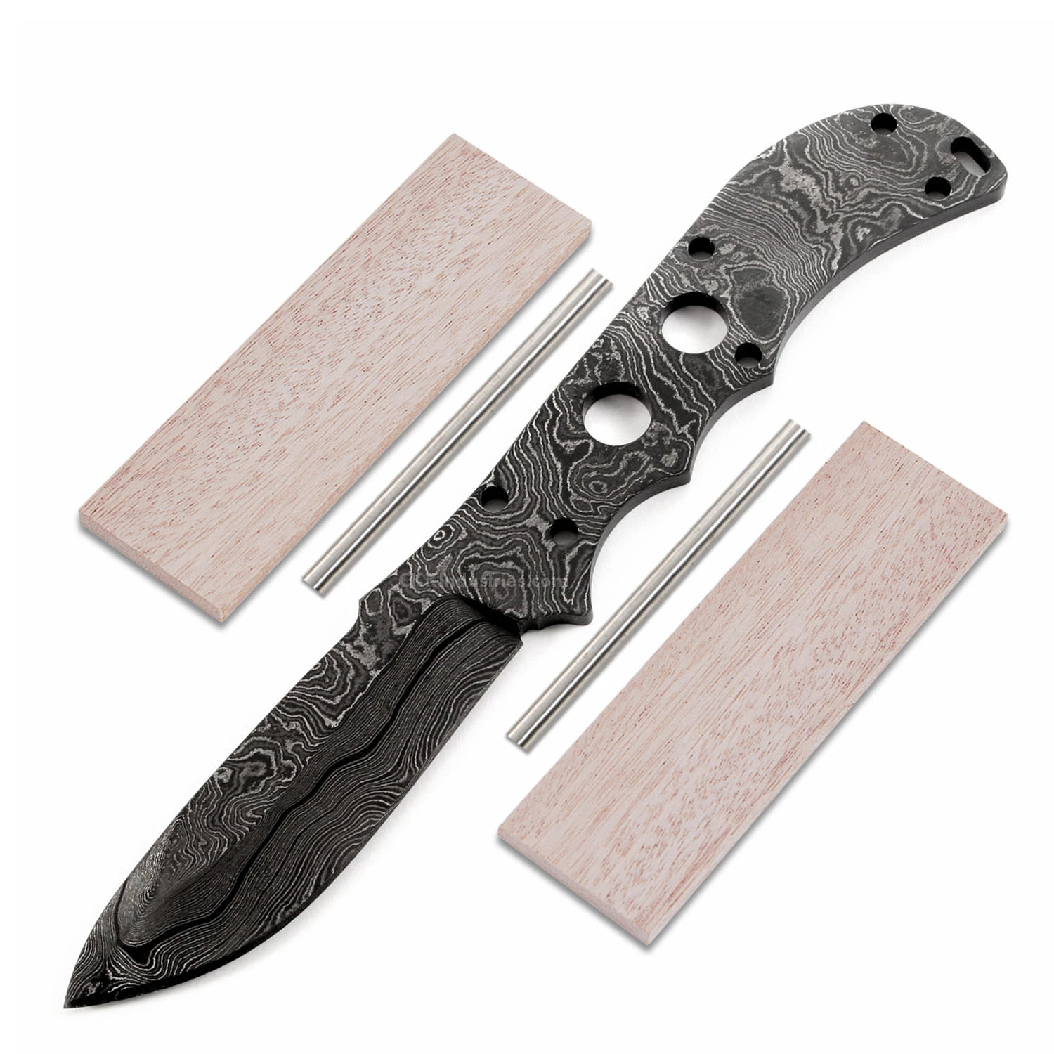 *Mamba Knife Kit - (USA Damascus) - DIY Blade Kit W/Mahogany Scales 3 *Mamba Knife Kit - (USA Damascus) - DIY Blade Kit W/Mahogany Scales
