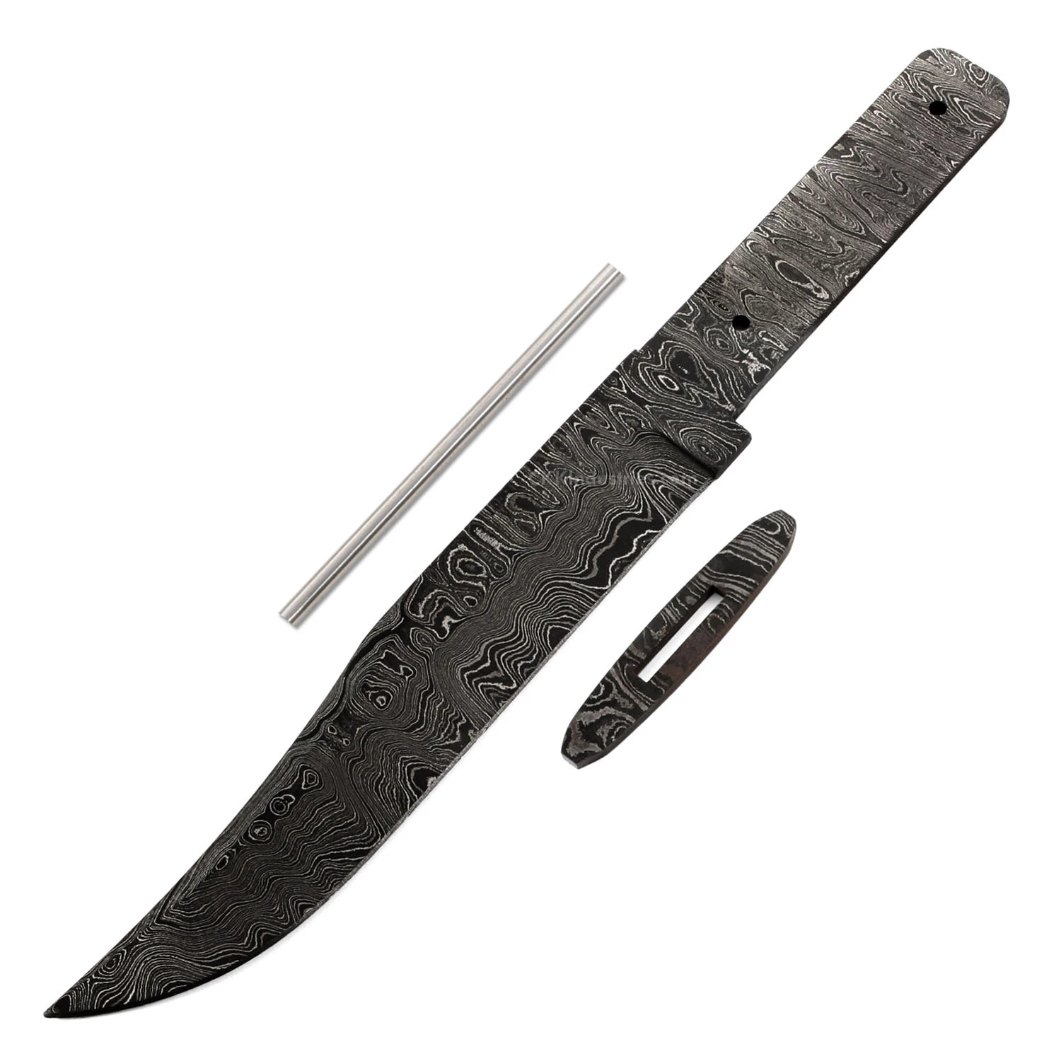 **Texas Bowie Knife Kit - (USA Damascus) - DIY Knife Kit - (Blade Blank & Pinstock Only) 3 **Texas Bowie Knife Kit - (USA Damascus) - DIY Knife Kit - (Blade Blank & Pinstock Only)