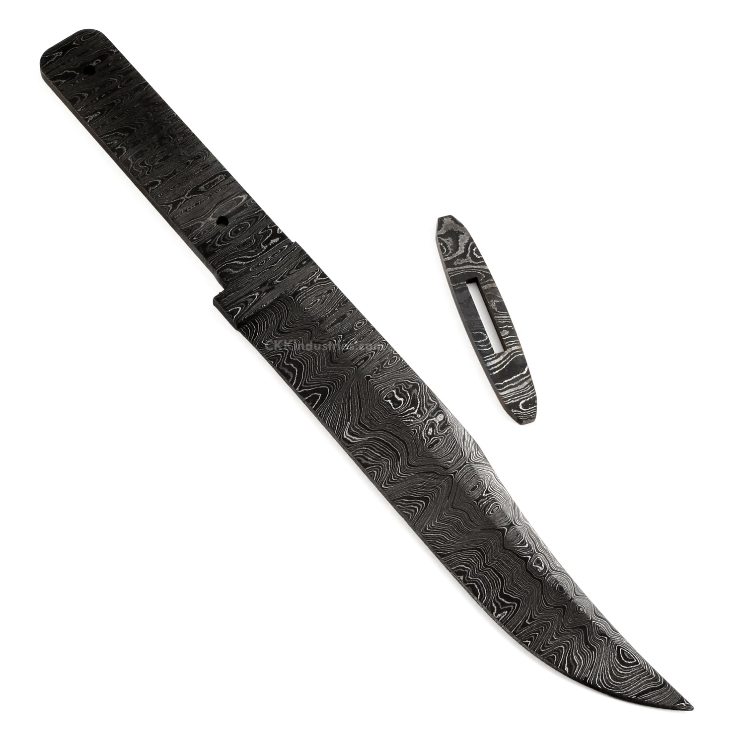 *Texas Bowie Knife Kit - (USA Damascus) - DIY Blade Kit W/Canarywood Scales 6 *Texas Bowie Knife Kit - (USA Damascus) - DIY Blade Kit W/Canarywood Scales - Image 4