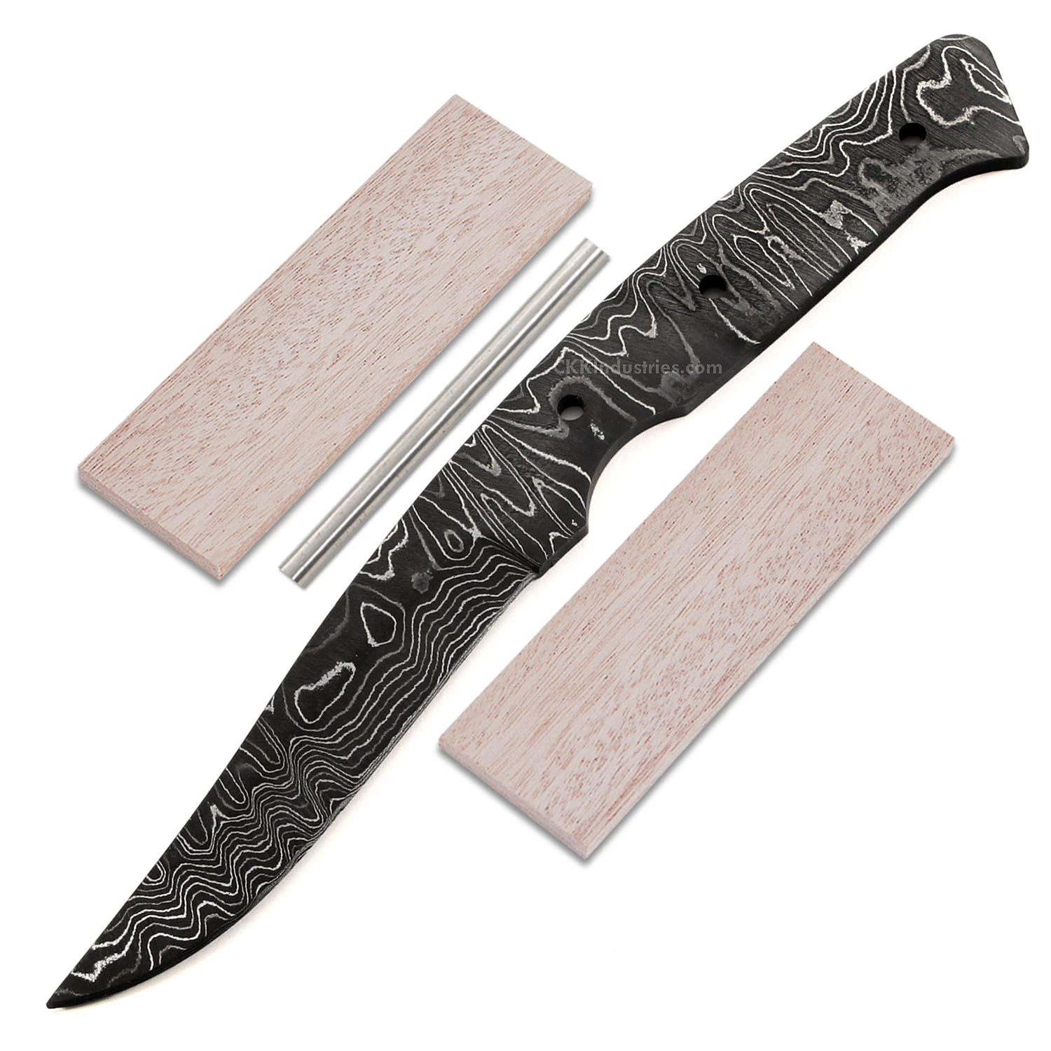 *Side Spur Knife Kit - (USA Damascus) - DIY Blade Kit W/Mahogany Scales 3 *Side Spur Knife Kit - (USA Damascus) - DIY Blade Kit W/Mahogany Scales