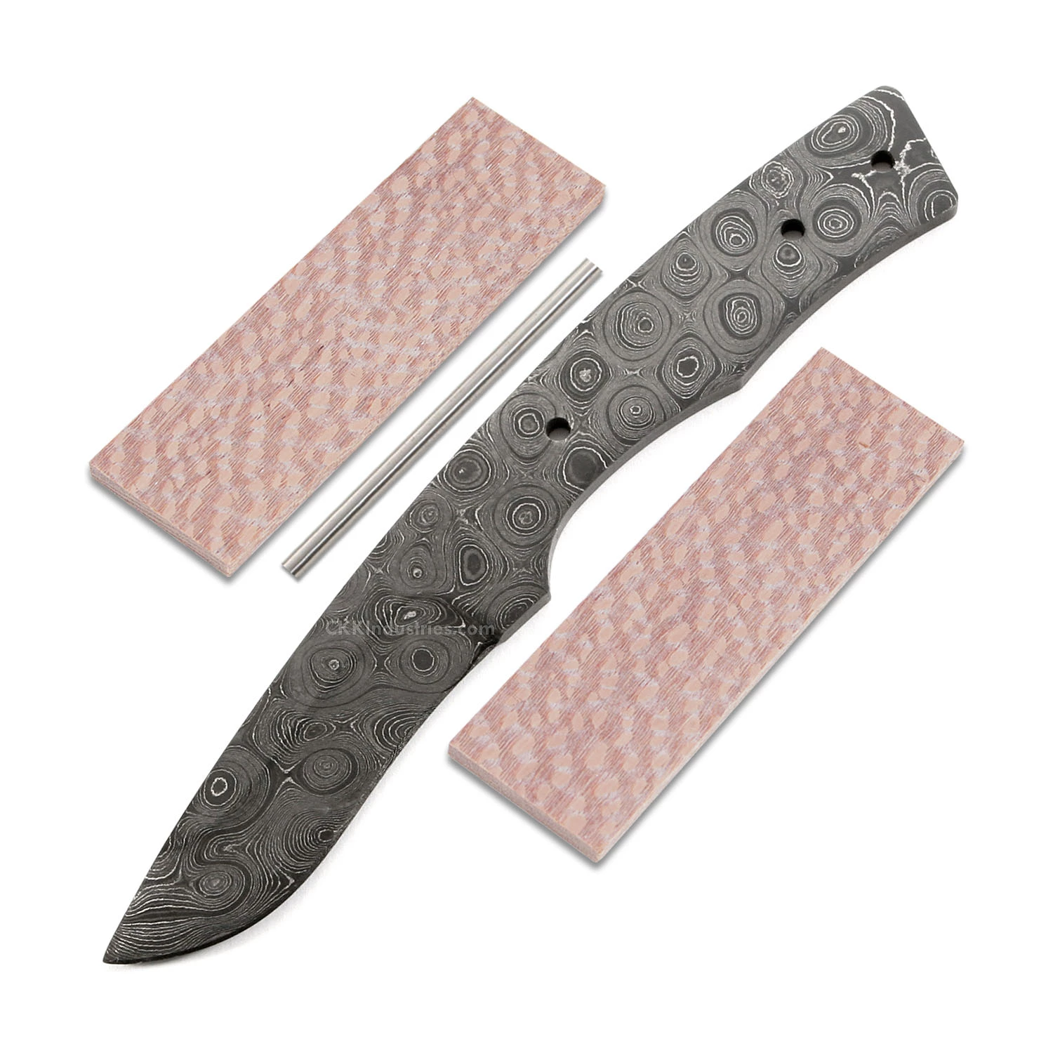 *Claw Knife Kit - (USA Damascus) - DIY Blade Kit W/Lacewood Scales 3 *Claw Knife Kit - (USA Damascus) - DIY Blade Kit W/Lacewood Scales