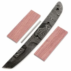 *Bushido Knife Kit - (USA Damascus) - DIY Blade Kit W/Bubinga Scales