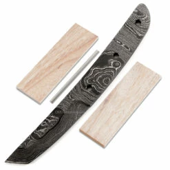 *Bushido Knife Kit - (USA Damascus) - DIY Blade Kit W/Canarywood Scales
