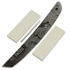 *Bushido Knife Kit - (USA Damascus) - DIY Blade Kit W/Curly Maple Scales