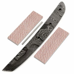 *Bushido Knife Kit - (USA Damascus) - DIY Blade Kit W/Lacewood Scales