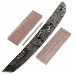 *Bushido Knife Kit - (USA Damascus) - DIY Blade Kit W/Walnut Scales