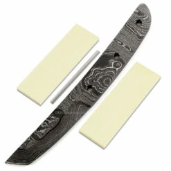 *Bushido Knife Kit - (USA Damascus) - DIY Blade Kit W/Yellowheart Scales