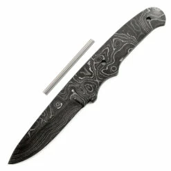 **Trail Lark Knife Kit - (USA Damascus) - DIY Knife Kit - (Blade Blank & Pinstock Only)