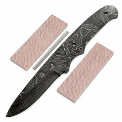 *Trail Lark Knife Kit - (USA Damascus) - DIY Blade Kit W/Lacewood Scales