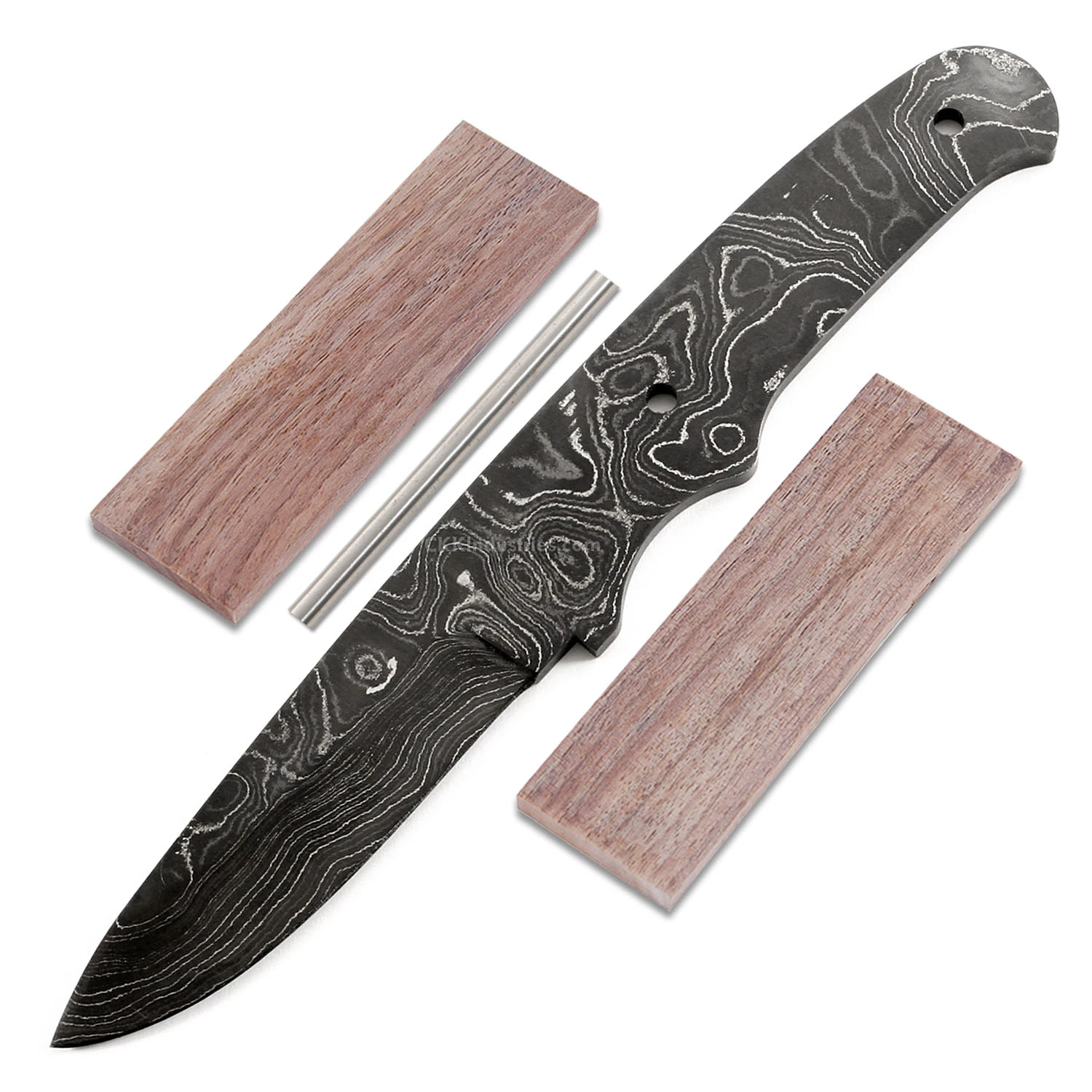 *Trail Lark Knife Kit - (USA Damascus) - DIY Blade Kit W/Walnut Scales 3 *Trail Lark Knife Kit - (USA Damascus) - DIY Blade Kit W/Walnut Scales