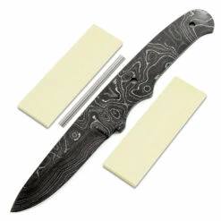 *Trail Lark Knife Kit - (USA Damascus) - DIY Blade Kit W/Yellowheart Scales