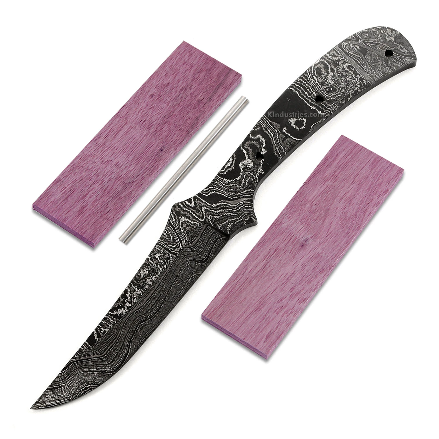 *Rebel Skinner Knife Kit - (USA Damascus) - DIY Blade Kit W/Purpleheart Scales 3 *Rebel Skinner Knife Kit - (USA Damascus) - DIY Blade Kit W/Purpleheart Scales