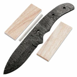 *Huntsman Knife Kit - (USA Damascus) - DIY Blade Kit W/Canarywood Scales