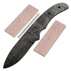 *Huntsman Knife Kit - (USA Damascus) - DIY Blade Kit W/Lacewood Scales