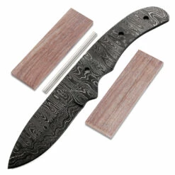 *Huntsman Knife Kit - (USA Damascus) - DIY Blade Kit W/Walnut Scales