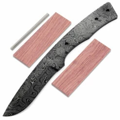 Rover Knife Kit - (USA Damascus) - DIY Blade Kit W/Bubinga Scales