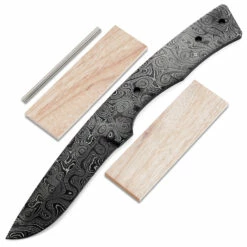 Rover Knife Kit - (USA Damascus) - DIY Blade Kit W/Canarywood Scales