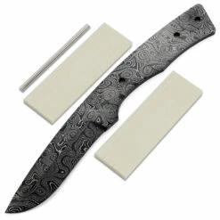 Rover Knife Kit - (USA Damascus) - DIY Blade Kit W/Curly Maple Scales