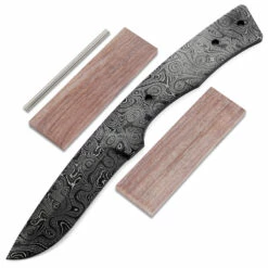 Rover Knife Kit - (USA Damascus) - DIY Blade Kit W/Walnut Scales