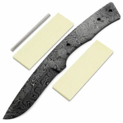 Rover Knife Kit - (USA Damascus) - DIY Blade Kit W/Yellowheart Scales