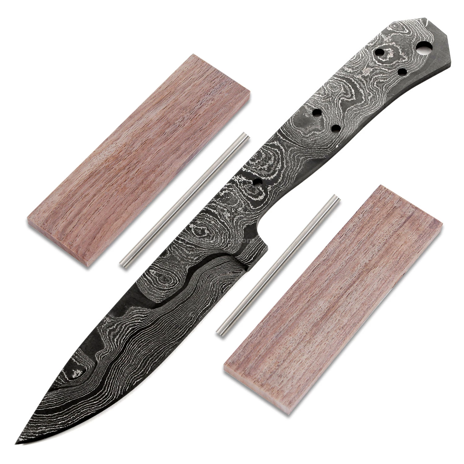 Range Rambler Knife Kit - (USA Damascus) - DIY Blade Kit W/Walnut Scales 3 Range Rambler Knife Kit - (USA Damascus) - DIY Blade Kit W/Walnut Scales