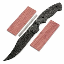 *Trail Hand Knife Kit - (USA Damascus) - DIY Blade Kit W/Bubinga Scales