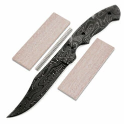 *Trail Hand Knife Kit - (USA Damascus) - DIY Blade Kit W/Mahogany Scales