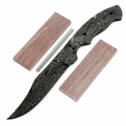 *Trail Hand Knife Kit - (USA Damascus) - DIY Blade Kit W/Walnut Scales