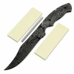 *Trail Hand Knife Kit - (USA Damascus) - DIY Blade Kit W/Yellowheart Scales