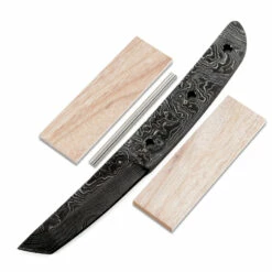 *Makoto Knife Kit - (USA Damascus) - DIY Blade Kit W/Canarywood Scales