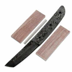 *Makoto Knife Kit - (USA Damascus) - DIY Blade Kit W/Walnut Scales
