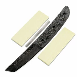 *Makoto Knife Kit - (USA Damascus) - DIY Blade Kit W/Yellowheart Scales