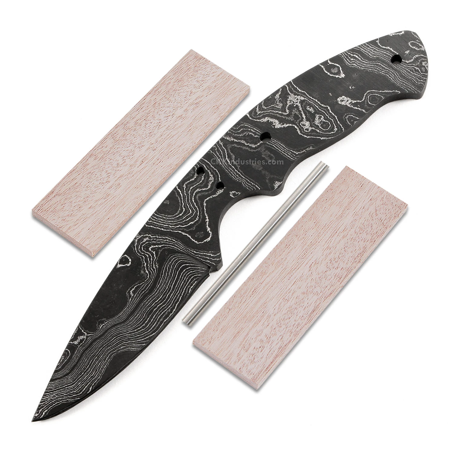 *Whiplash Knife Kit - (USA Damascus) - DIY Blade Kit W/Mahogany Scales 3 *Whiplash Knife Kit - (USA Damascus) - DIY Blade Kit W/Mahogany Scales