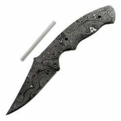 *Reef Shark Knife Kit - (USA Damascus) - DIY Knife Kit - (Blade Blank & Pinstock Only)