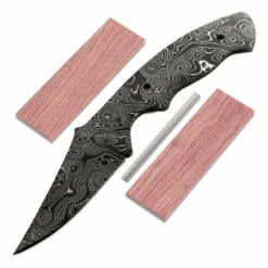 *Reef Shark Knife Kit - (USA Damascus) - DIY Blade Kit W/Bubinga Scales