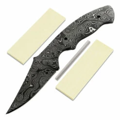 *Reef Shark Knife Kit - (USA Damascus) - DIY Blade Kit W/Yellowheart Scales