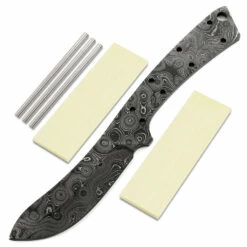 *River Skinner Knife Kit - (USA Damascus) - DIY Blade Kit W/Yellowheart Scales
