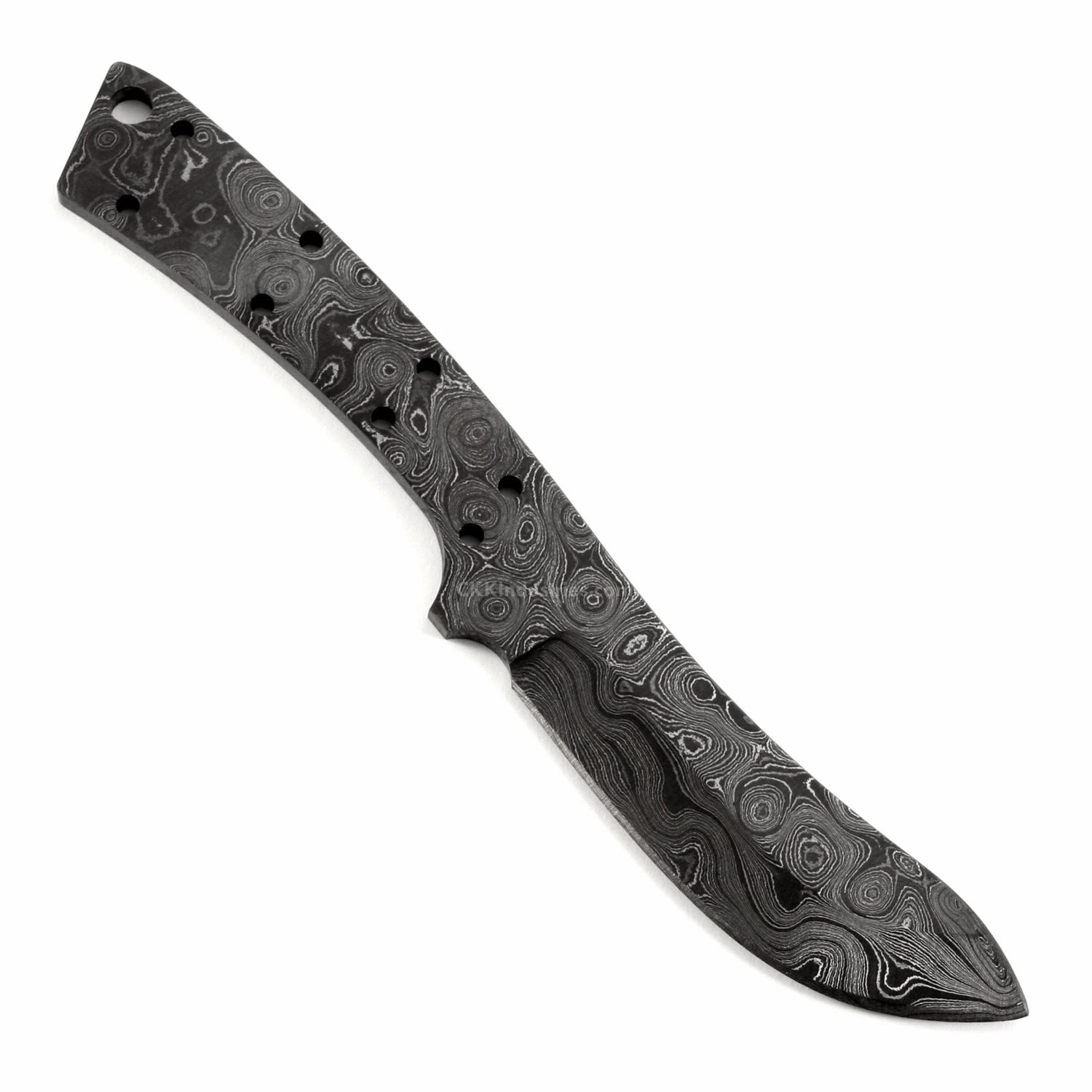 *River Skinner Knife Kit - (USA Damascus) - DIY Blade Kit W/Canarywood Scales 6 *River Skinner Knife Kit - (USA Damascus) - DIY Blade Kit W/Canarywood Scales - Image 4