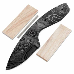 *Predator Knife Kit - (USA Damascus) - DIY Blade Kit W/Canarywood Scales