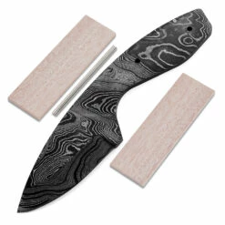 *Predator Knife Kit - (USA Damascus) - DIY Blade Kit W/Mahogany Scales