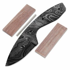 *Predator Knife Kit - (USA Damascus) - DIY Blade Kit W/Walnut Scales