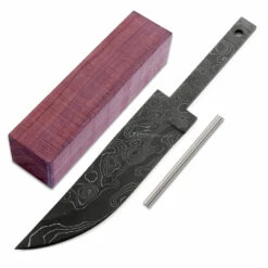 *Jackal Fixed Blade Knife Kit - (USA Damascus) - DIY Blade Kit W/Katalox Handle Block