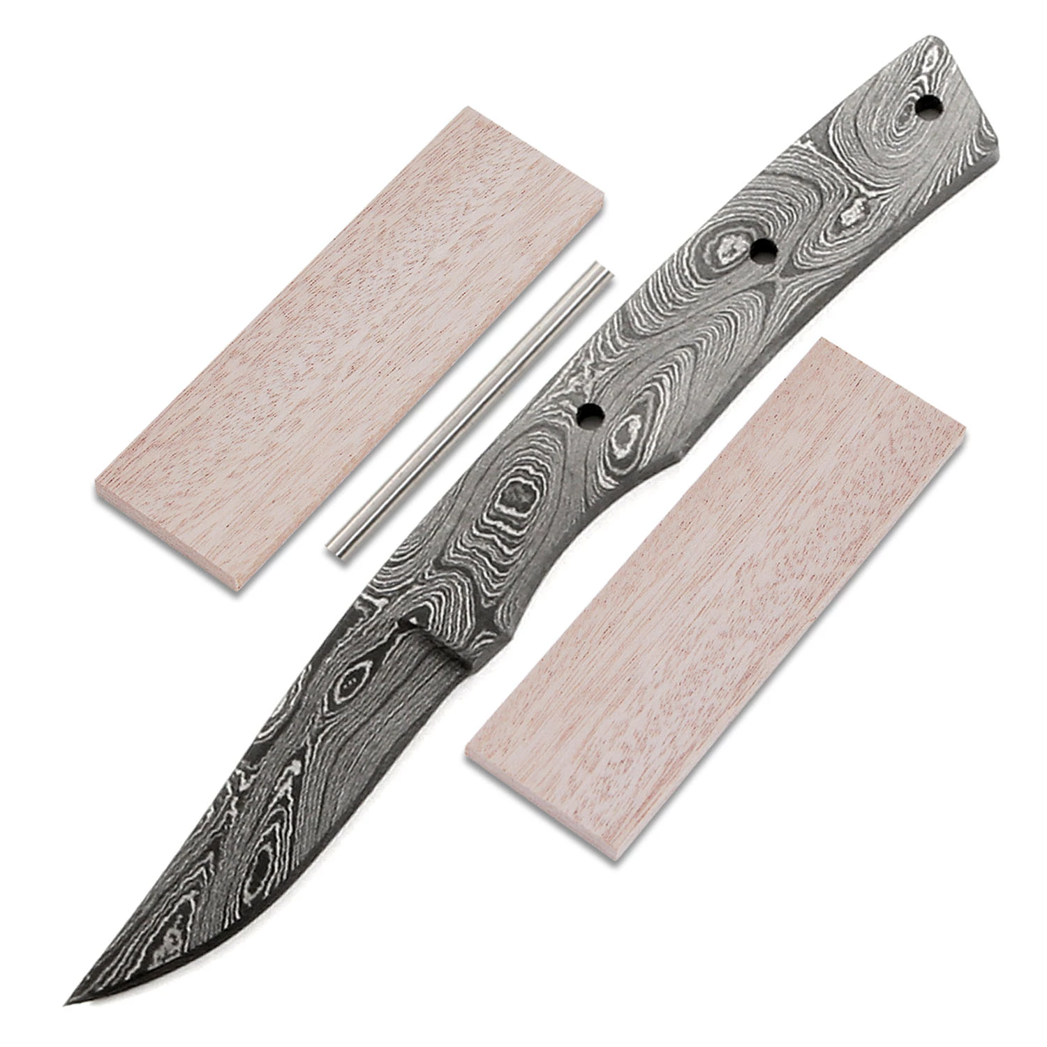 *Lady Finger Knife Kit - (USA Damascus) - DIY Blade Kit W/Mahogany Scales 3 *Lady Finger Knife Kit - (USA Damascus) - DIY Blade Kit W/Mahogany Scales