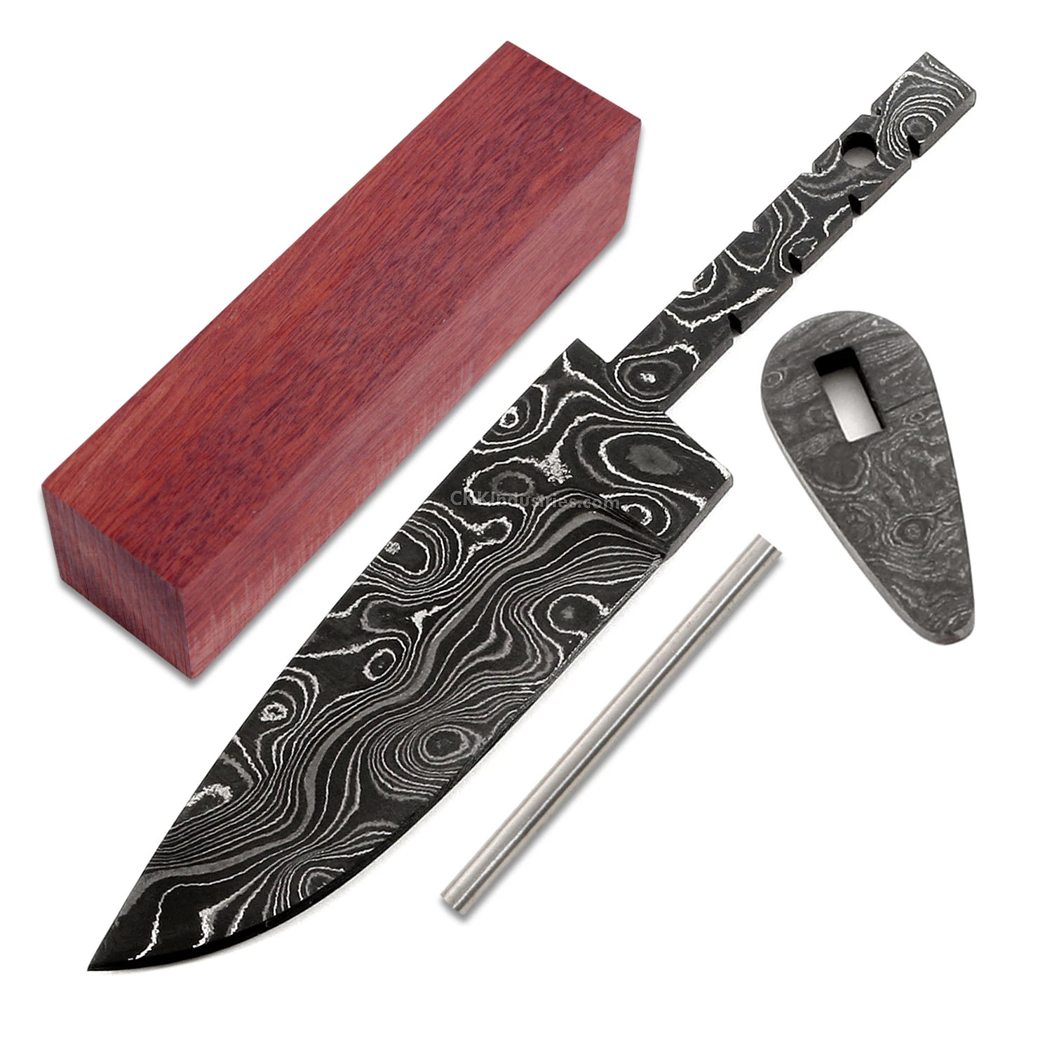 *Wolverine Knife Kit - (USA Damascus) - DIY Blade Kit W/Bloodwood Handle Block 3 *Wolverine Knife Kit - (USA Damascus) - DIY Blade Kit W/Bloodwood Handle Block