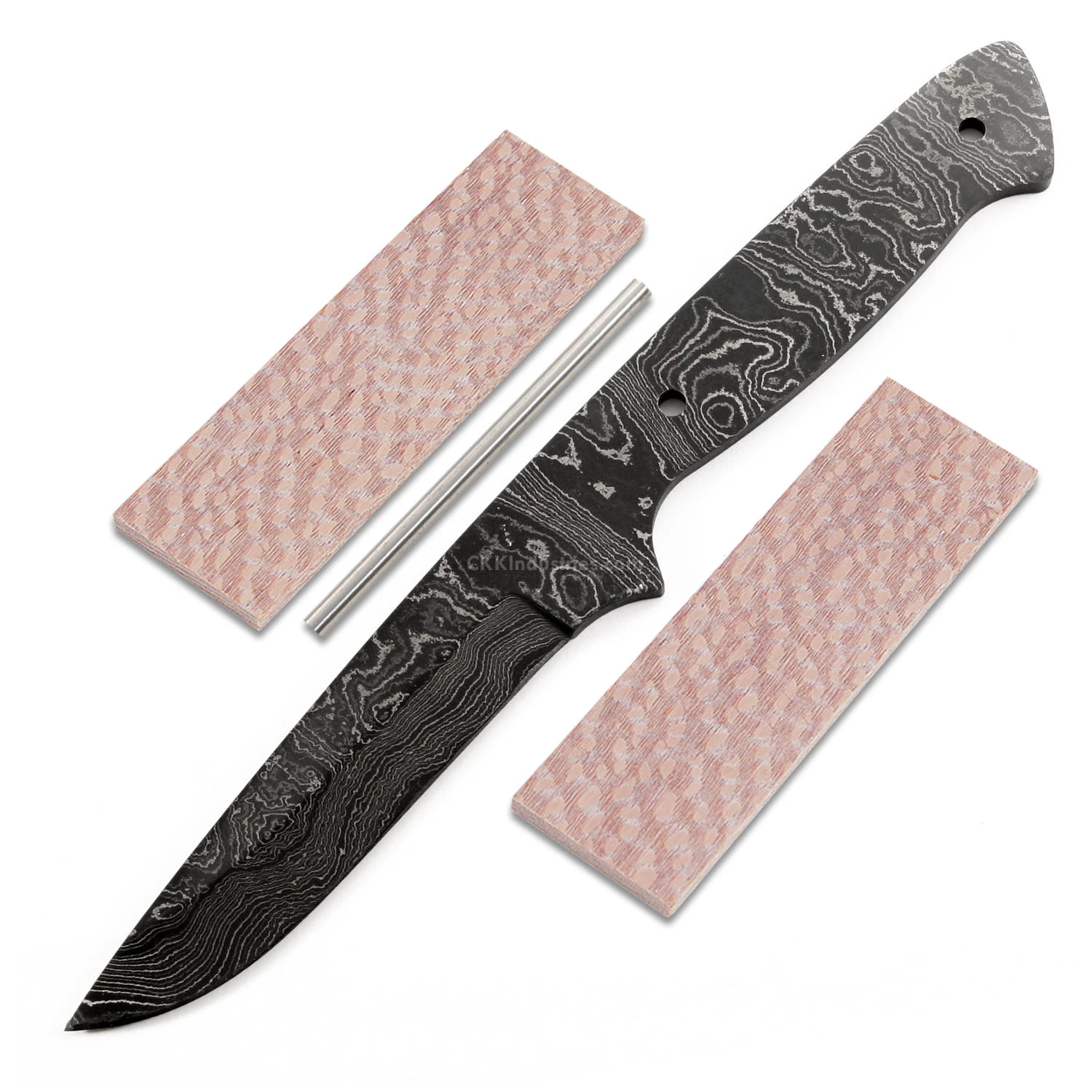 *Sierra Hunter Knife Kit - (USA Damascus) - DIY Blade Kit W/Lacewood Scales 3 *Sierra Hunter Knife Kit - (USA Damascus) - DIY Blade Kit W/Lacewood Scales