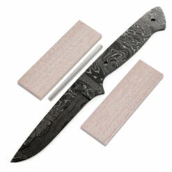*Sierra Hunter Knife Kit - (USA Damascus) - DIY Blade Kit W/Mahogany Scales