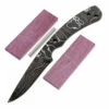 *Hornet Knife Kit - (USA Damascus) - DIY Blade Kit W/Purpleheart Scales -Knife Kits Sales Shop AD0056BLP rsk prphrt 1 1500