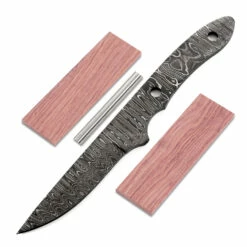 *Little Viper Knife Kit - (USA Damascus) - DIY Blade Kit W/Bubinga Scales